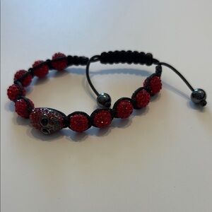 Red and Black Skull Beaded Bracelet